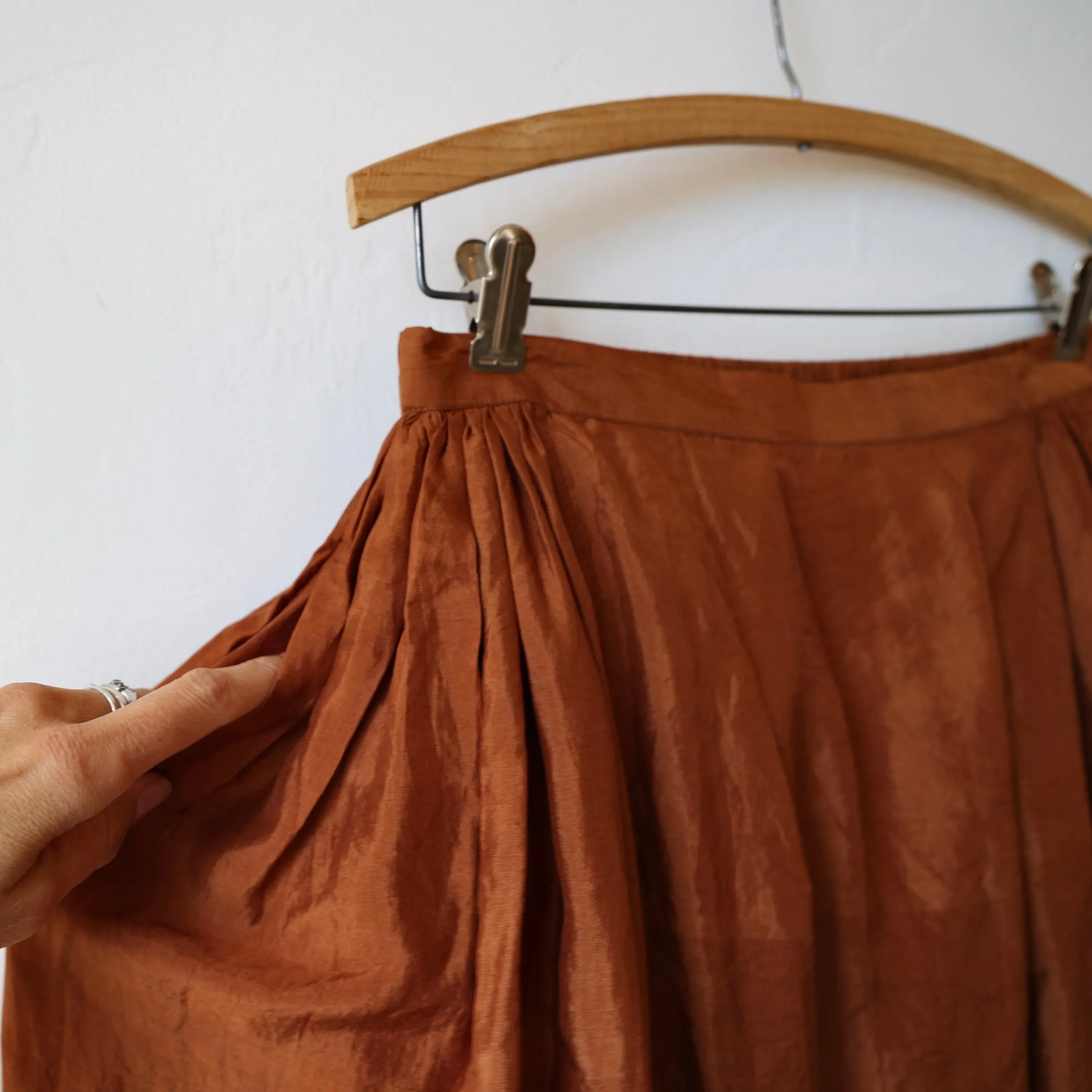 Runaway Bicycle Silk Skirt - Rust