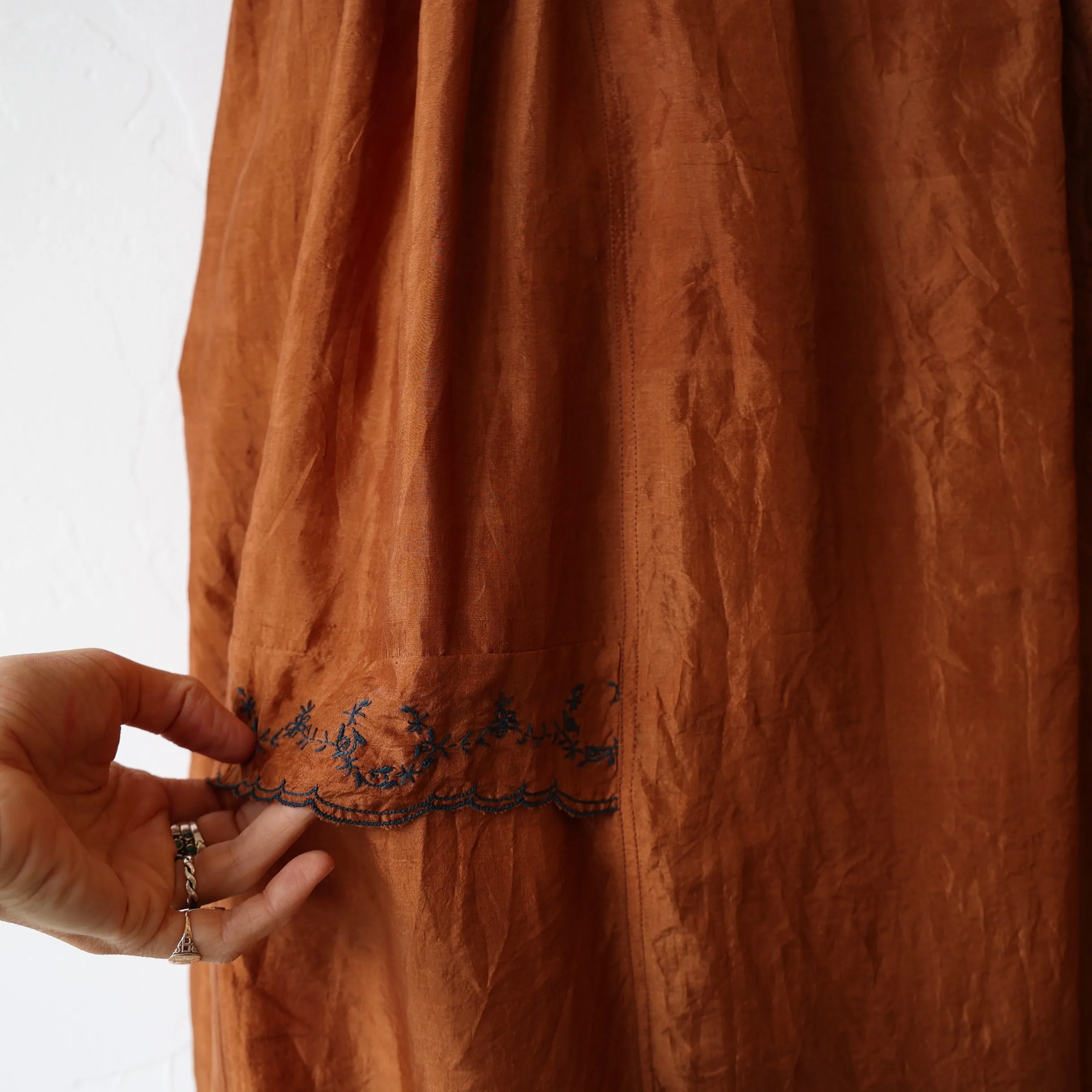 Runaway Bicycle Silk Skirt - Rust