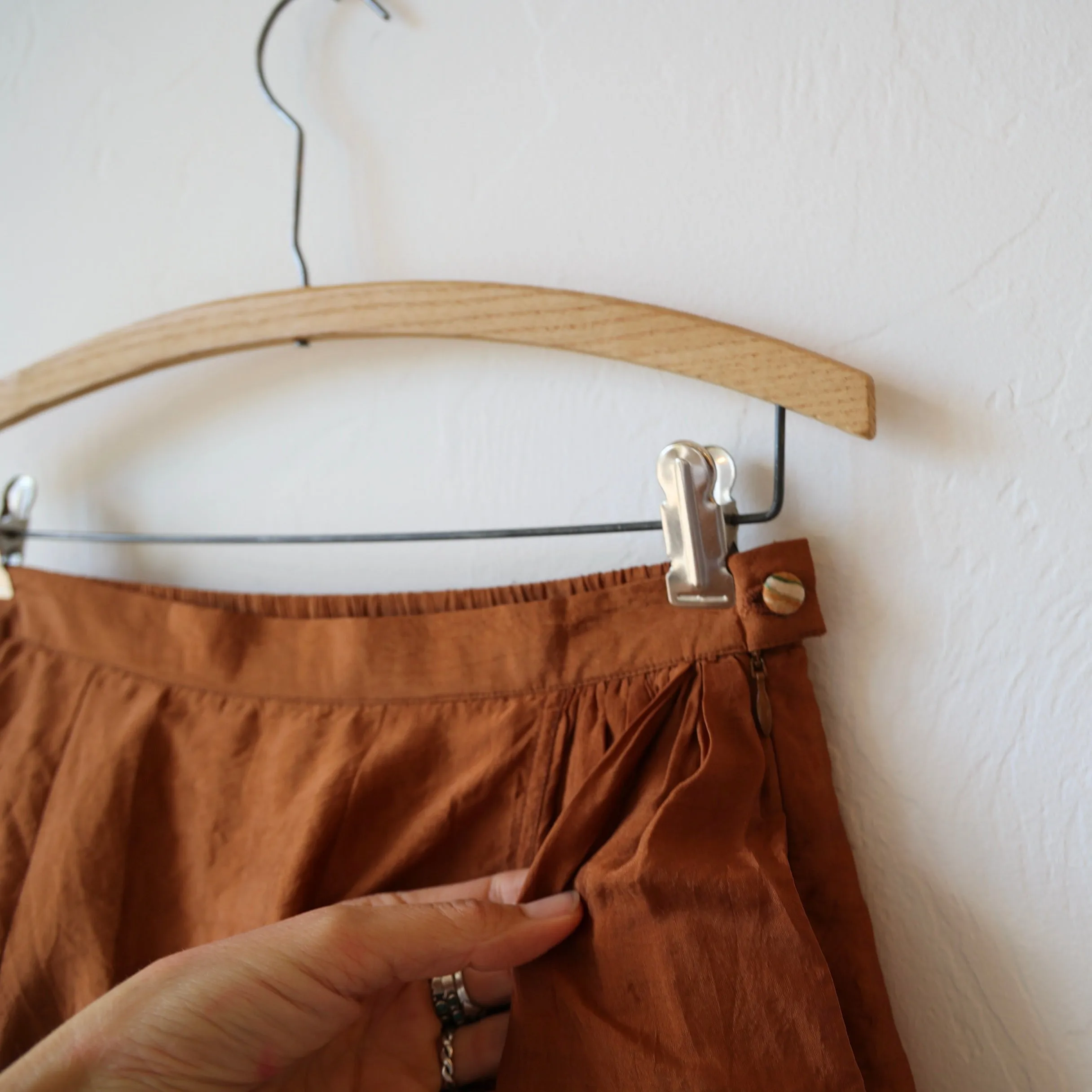 Runaway Bicycle Silk Skirt - Rust