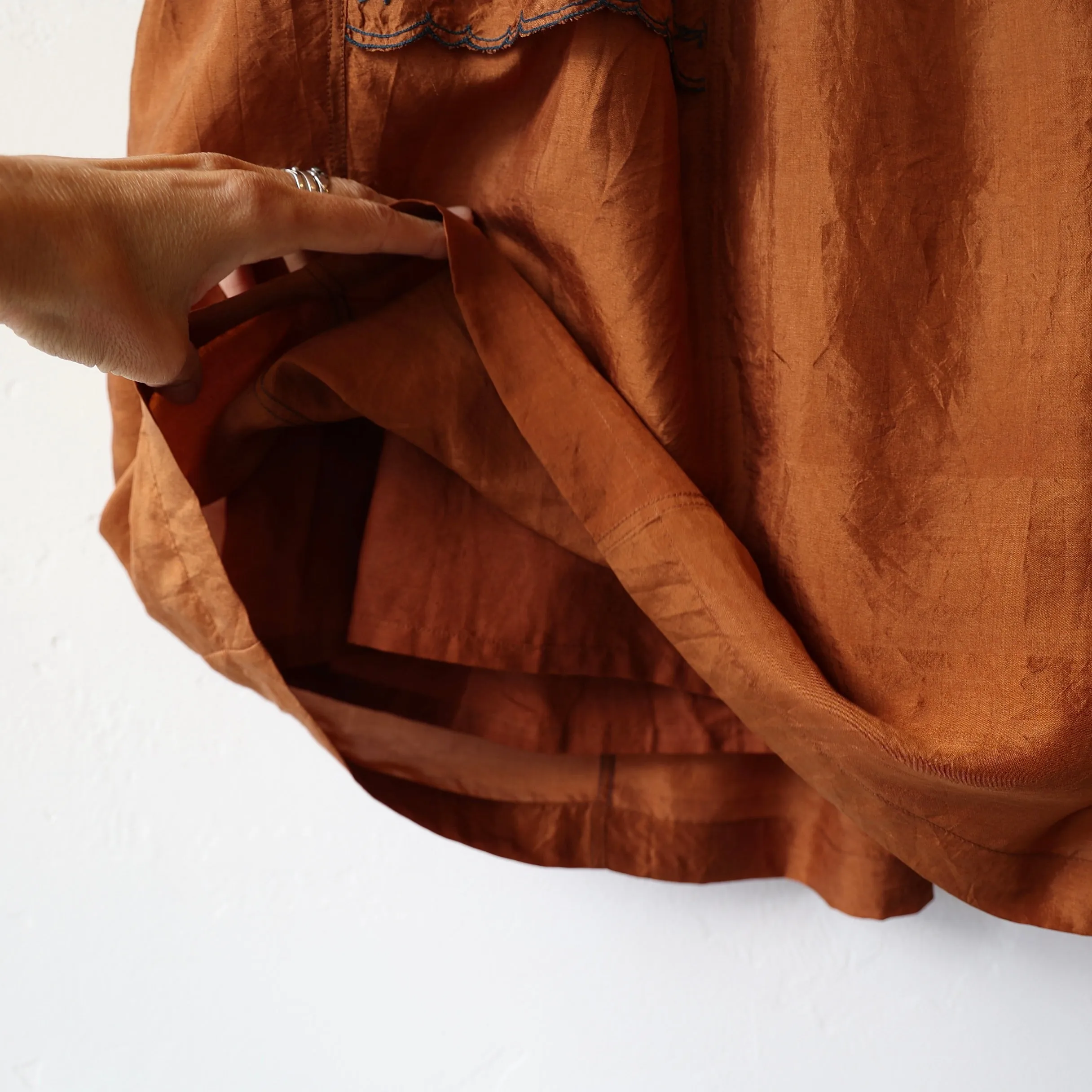 Runaway Bicycle Silk Skirt - Rust