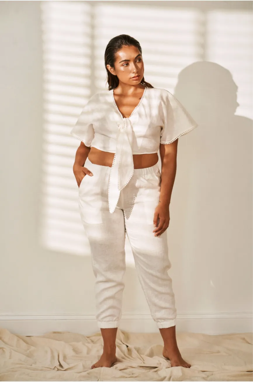 RW19 - Linen Front Tie Top RW1013