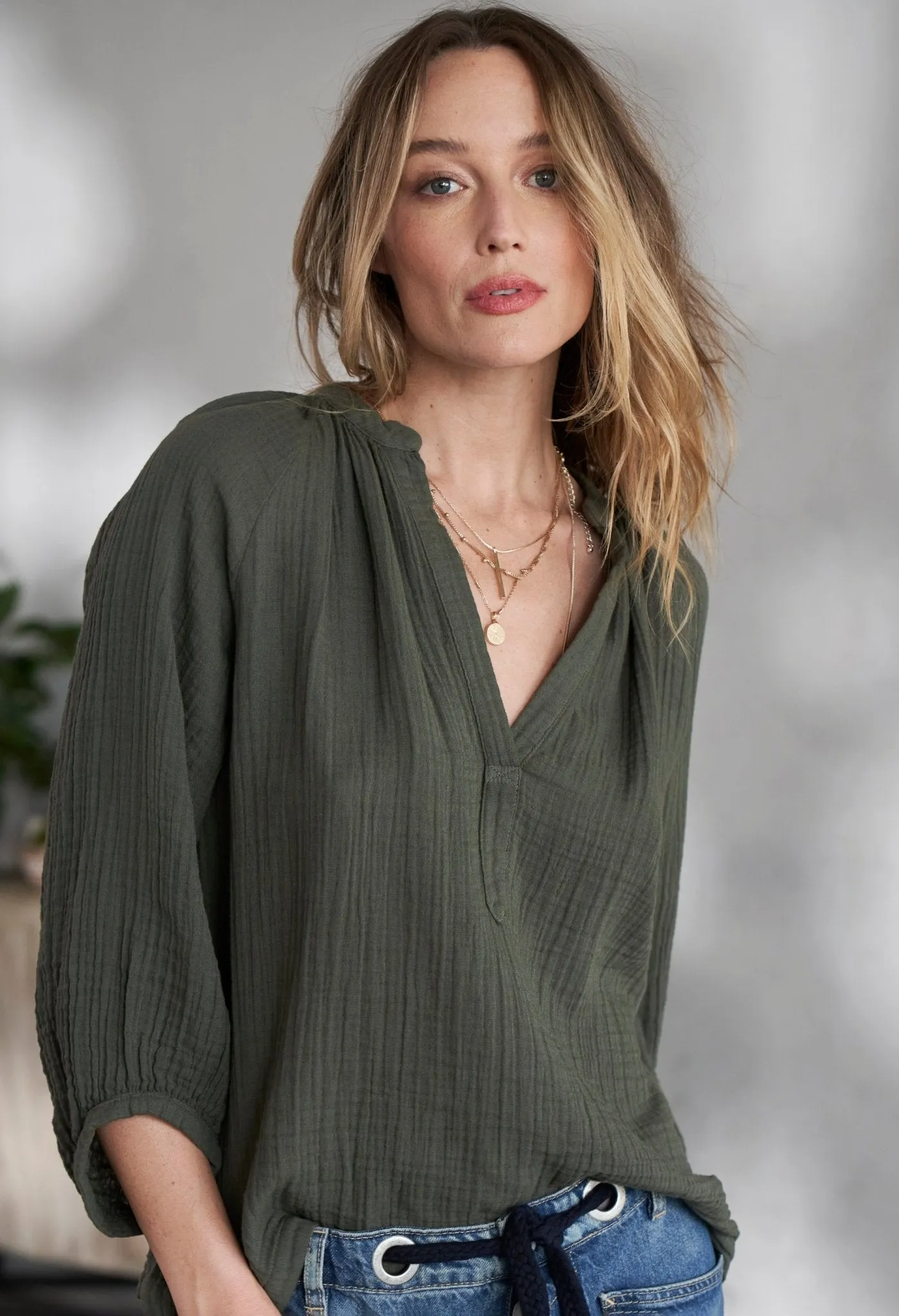 Sage Gauze Top