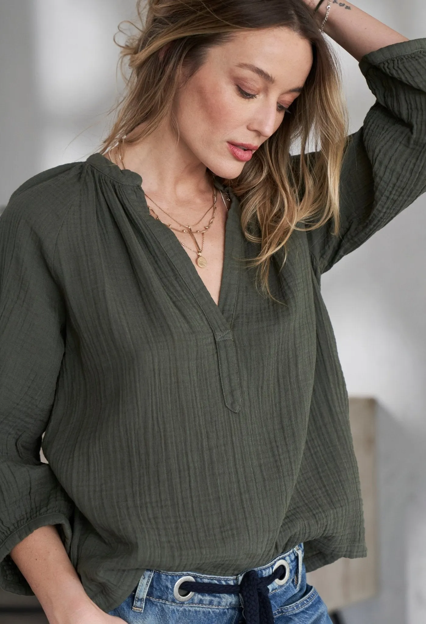 Sage Gauze Top