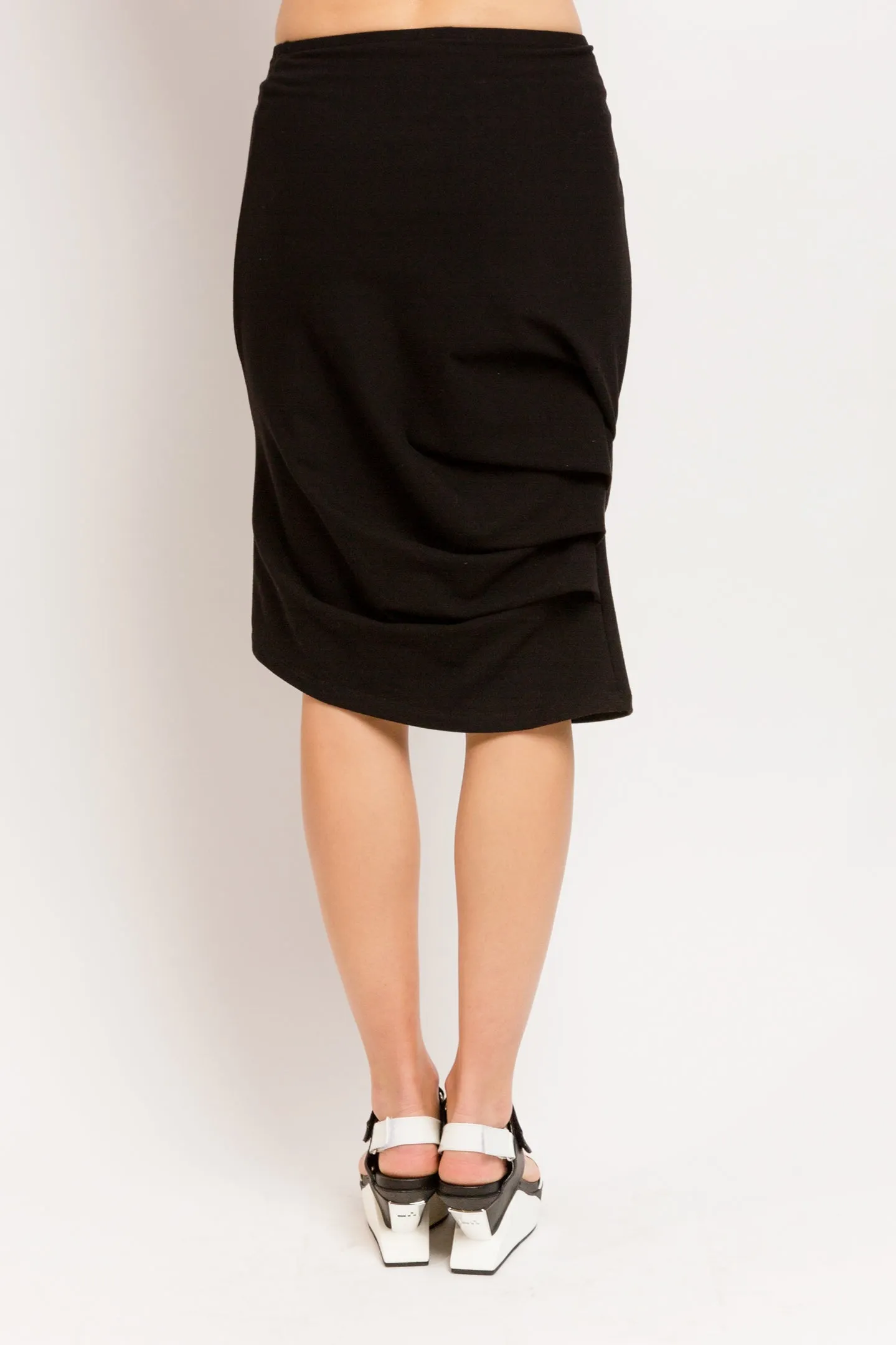 SALE Caterpillar Knee Skirt in Black Soy French Terry