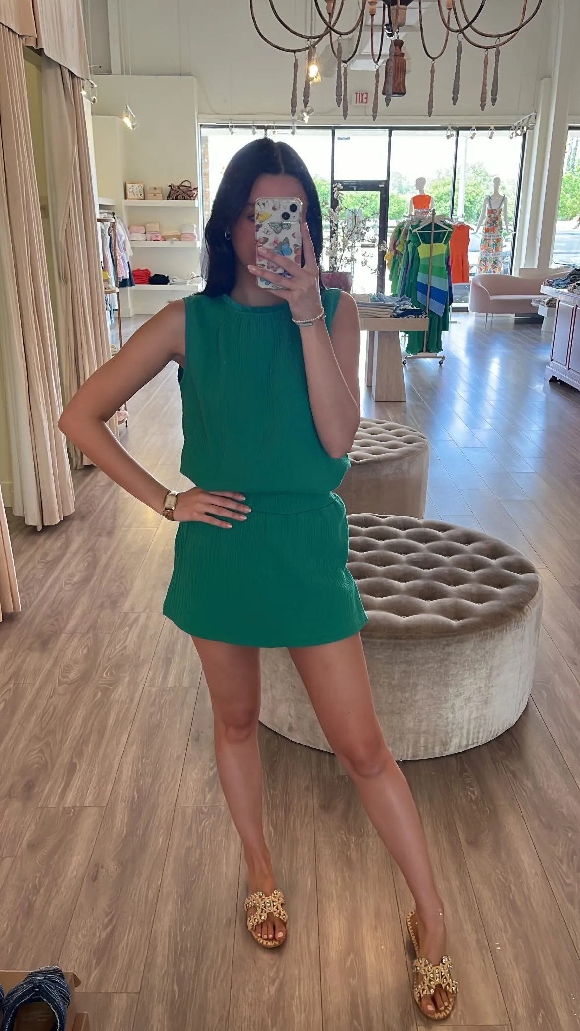 SE2151 Dark Green Gauze Tank