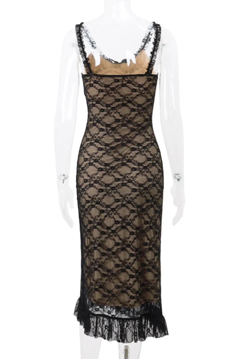 Sexy Mesh V Neck One Step Skirt Dresses