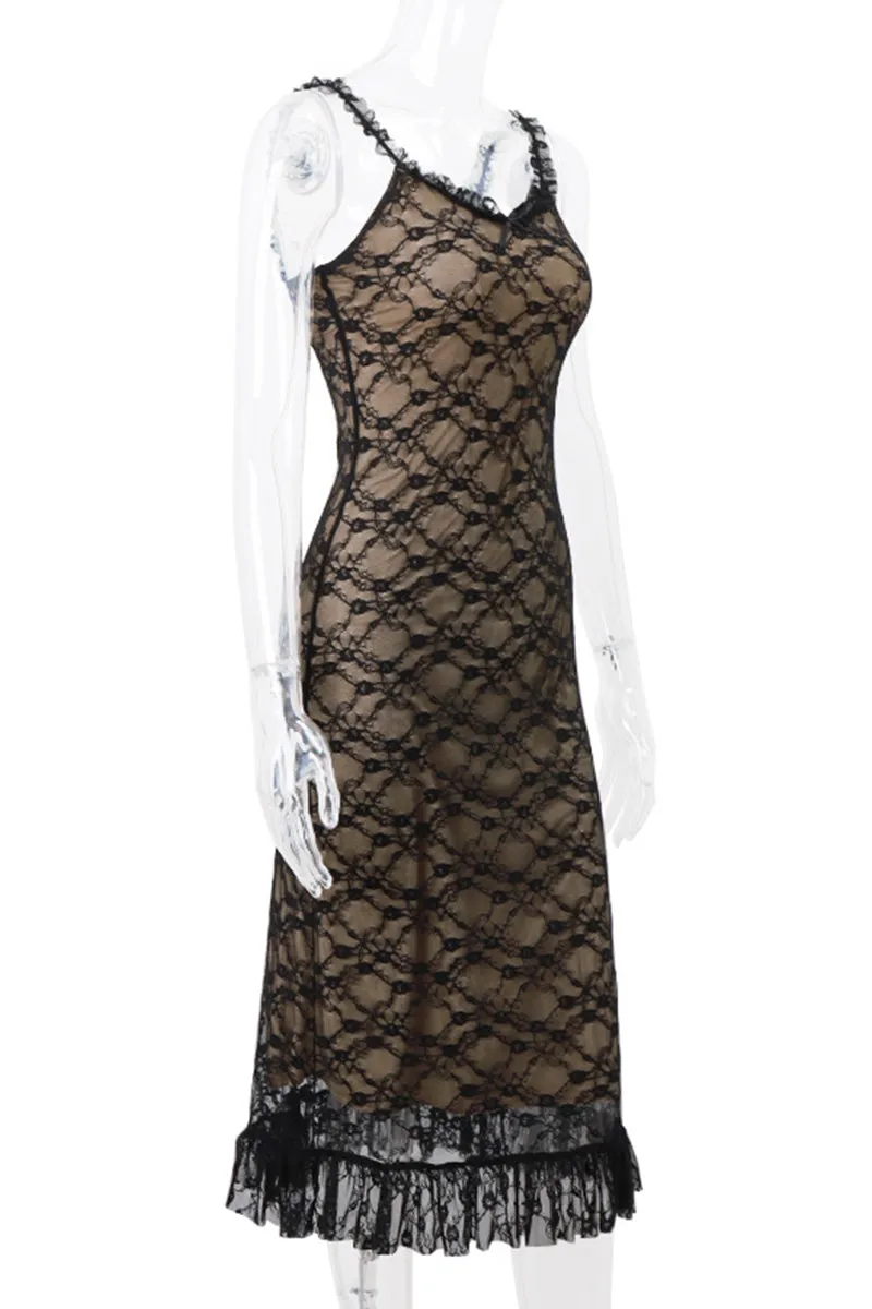 Sexy Mesh V Neck One Step Skirt Dresses