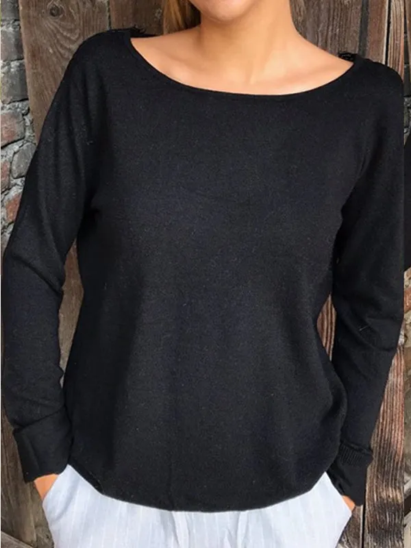 Sexy Women Long Sleeve Lace Back Casual Shirt