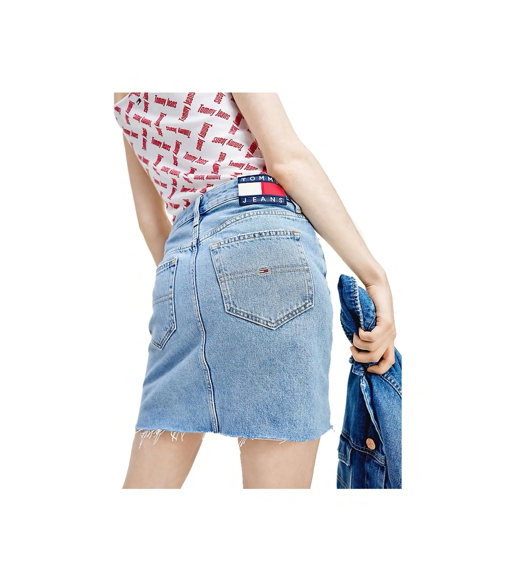Short Denim Skirt - Tommy Flag Lt Bl Rig