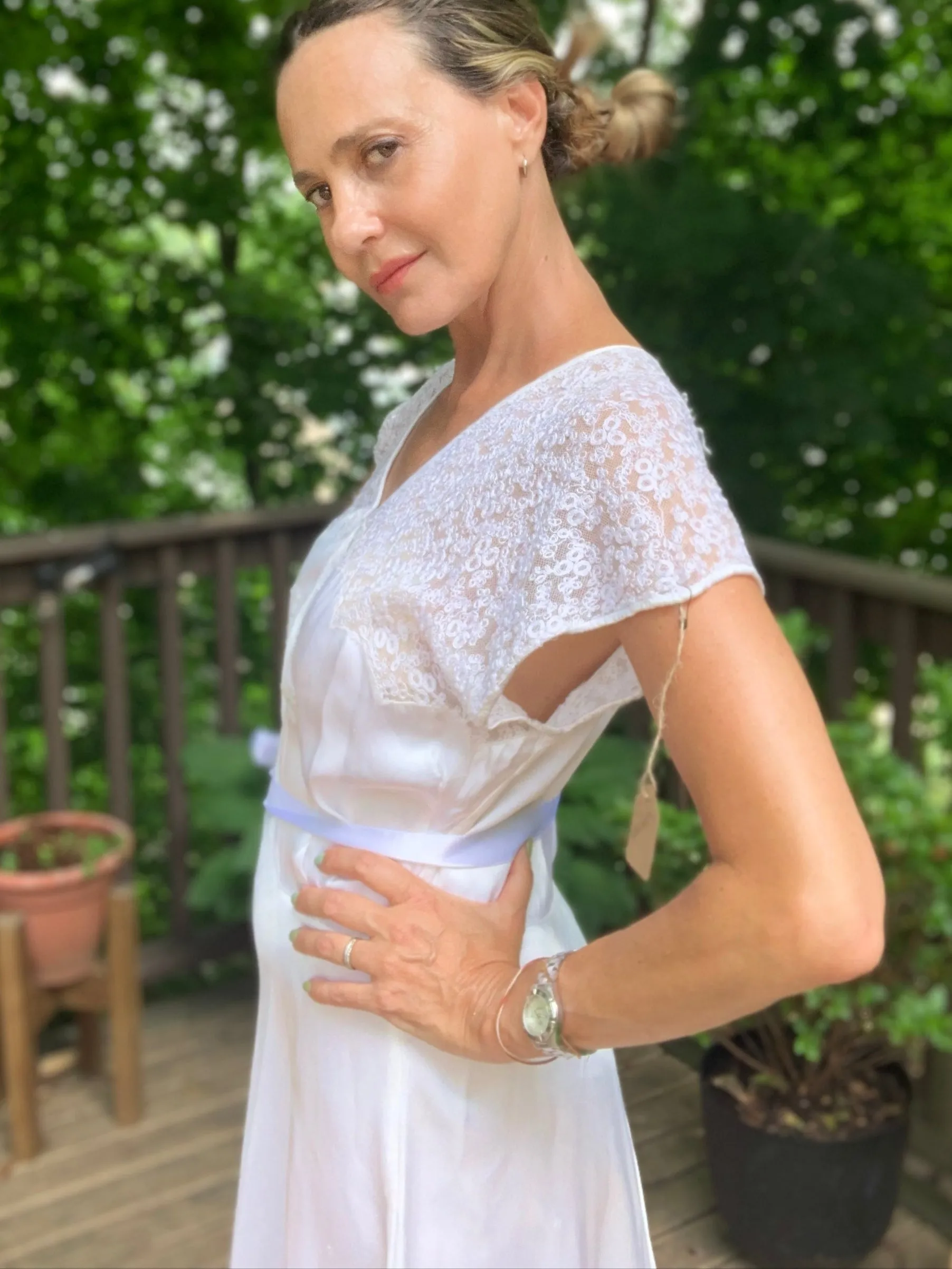 Silk White Bridal Nightgown - 50s - 50AG