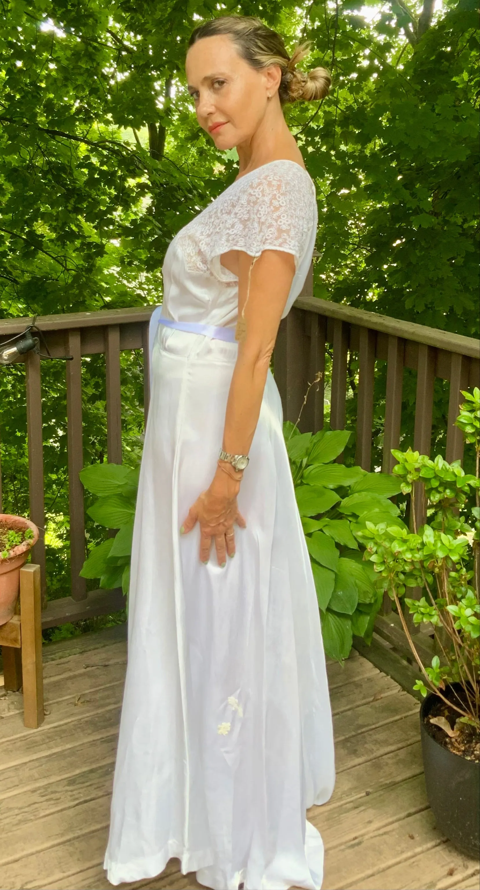 Silk White Bridal Nightgown - 50s - 50AG