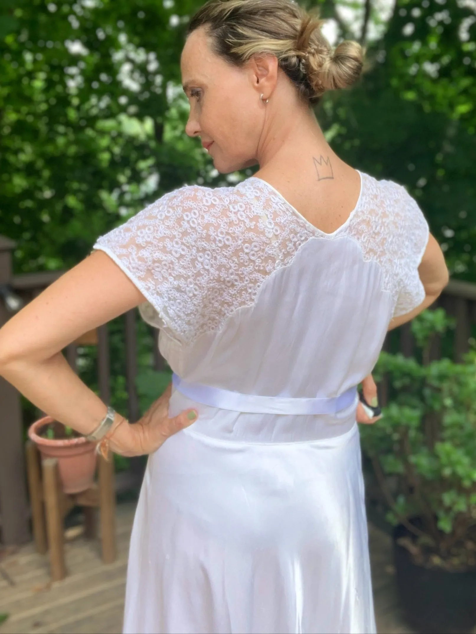Silk White Bridal Nightgown - 50s - 50AG