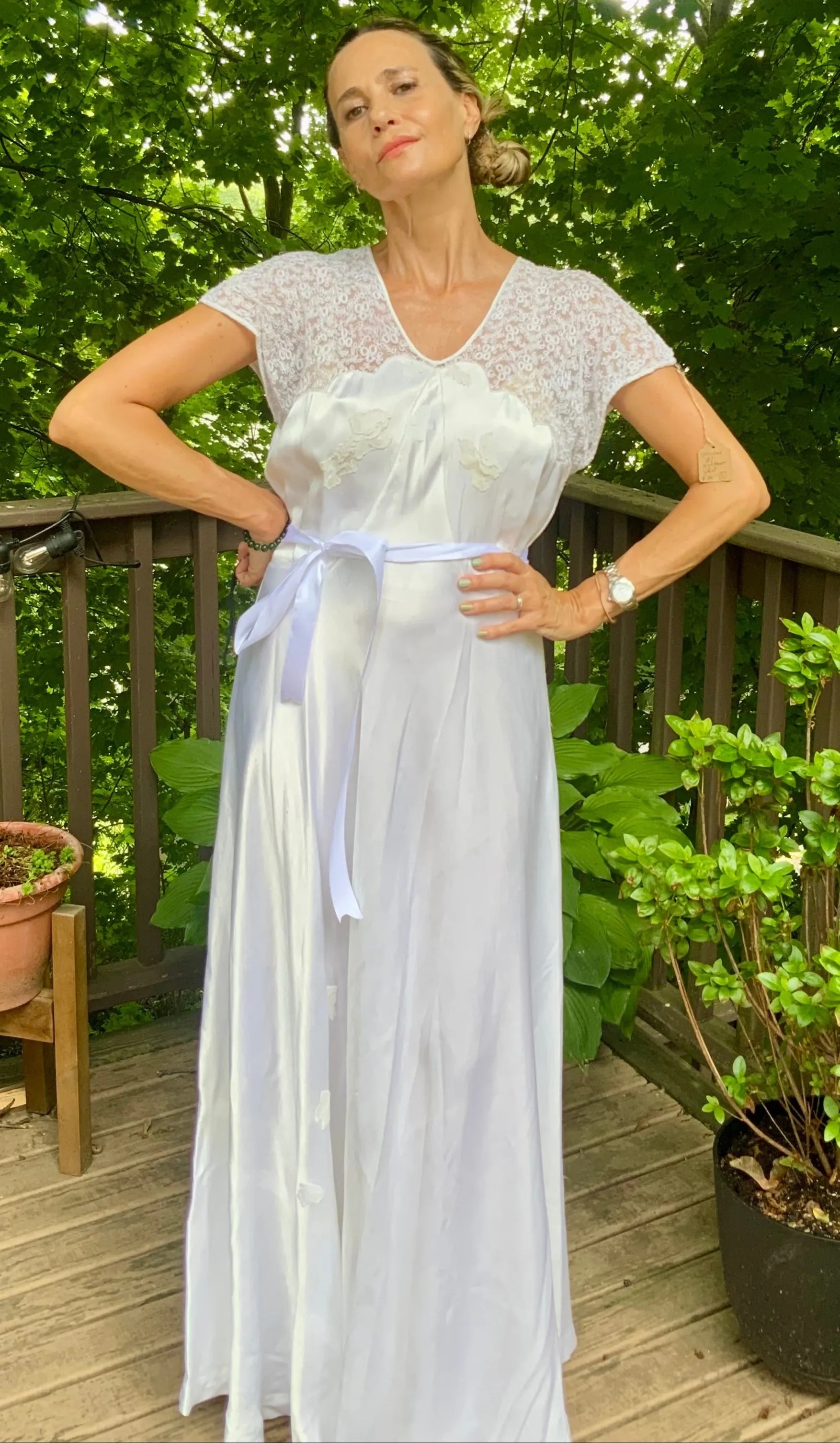Silk White Bridal Nightgown - 50s - 50AG