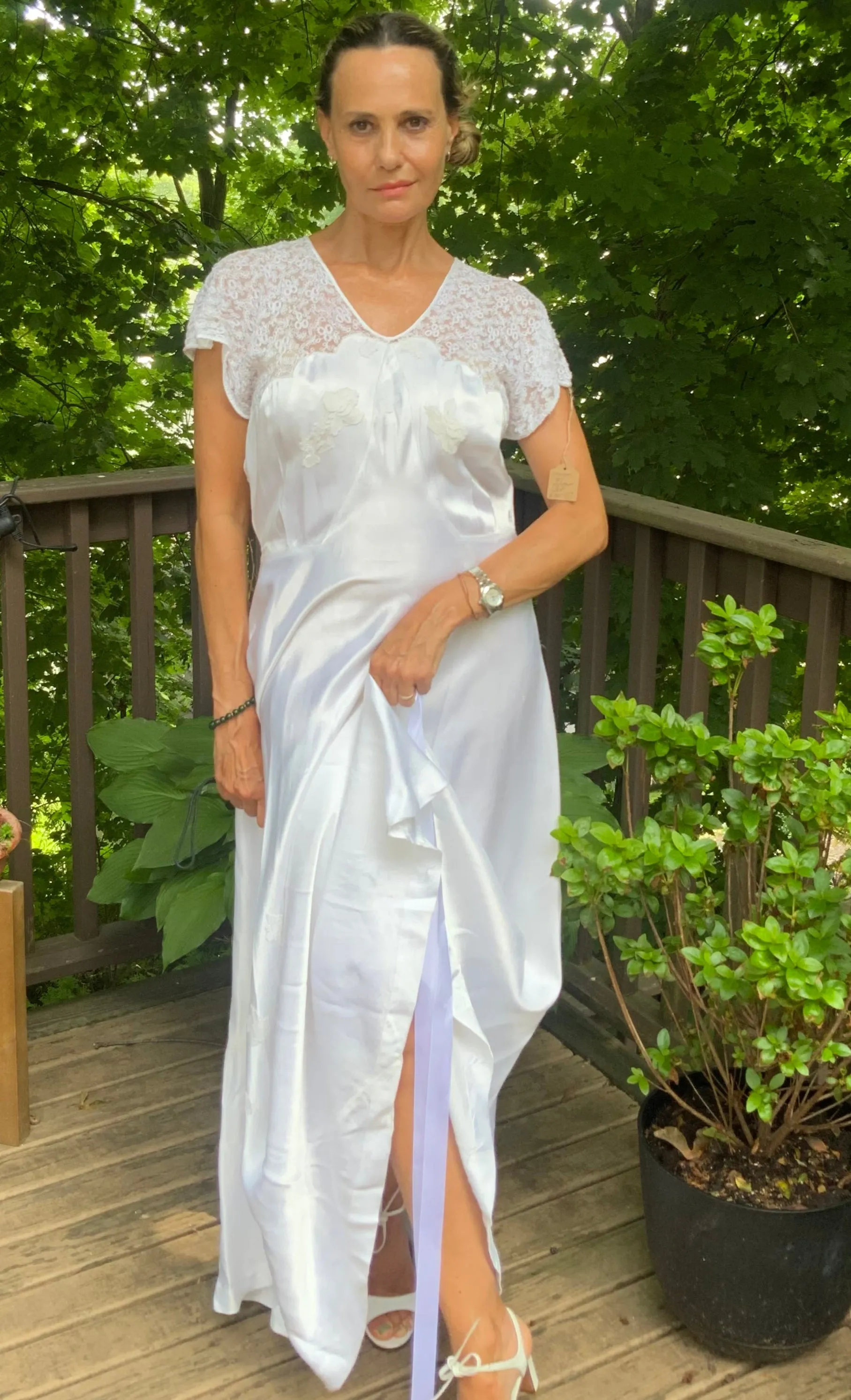 Silk White Bridal Nightgown - 50s - 50AG
