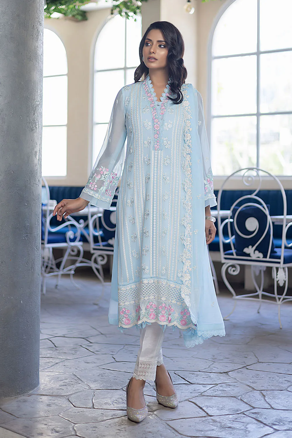 Sky Bloom |  Azure Ensembles Chiffon 3PCS 2023