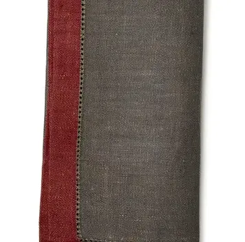 Smoke Gold with Red Linen Dinner Napkin-Set of 4