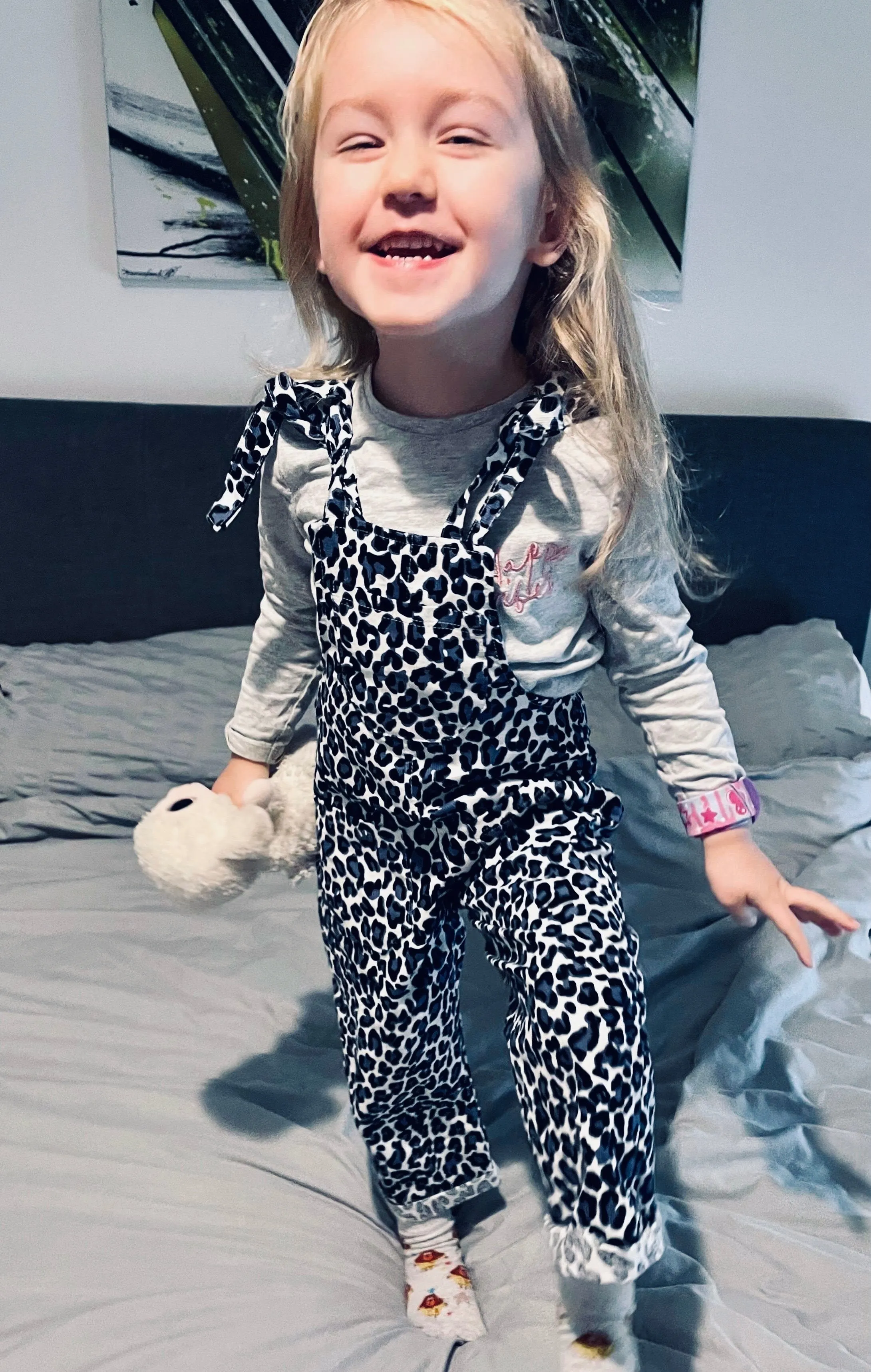 Snow Leopard Slouch Dungarees