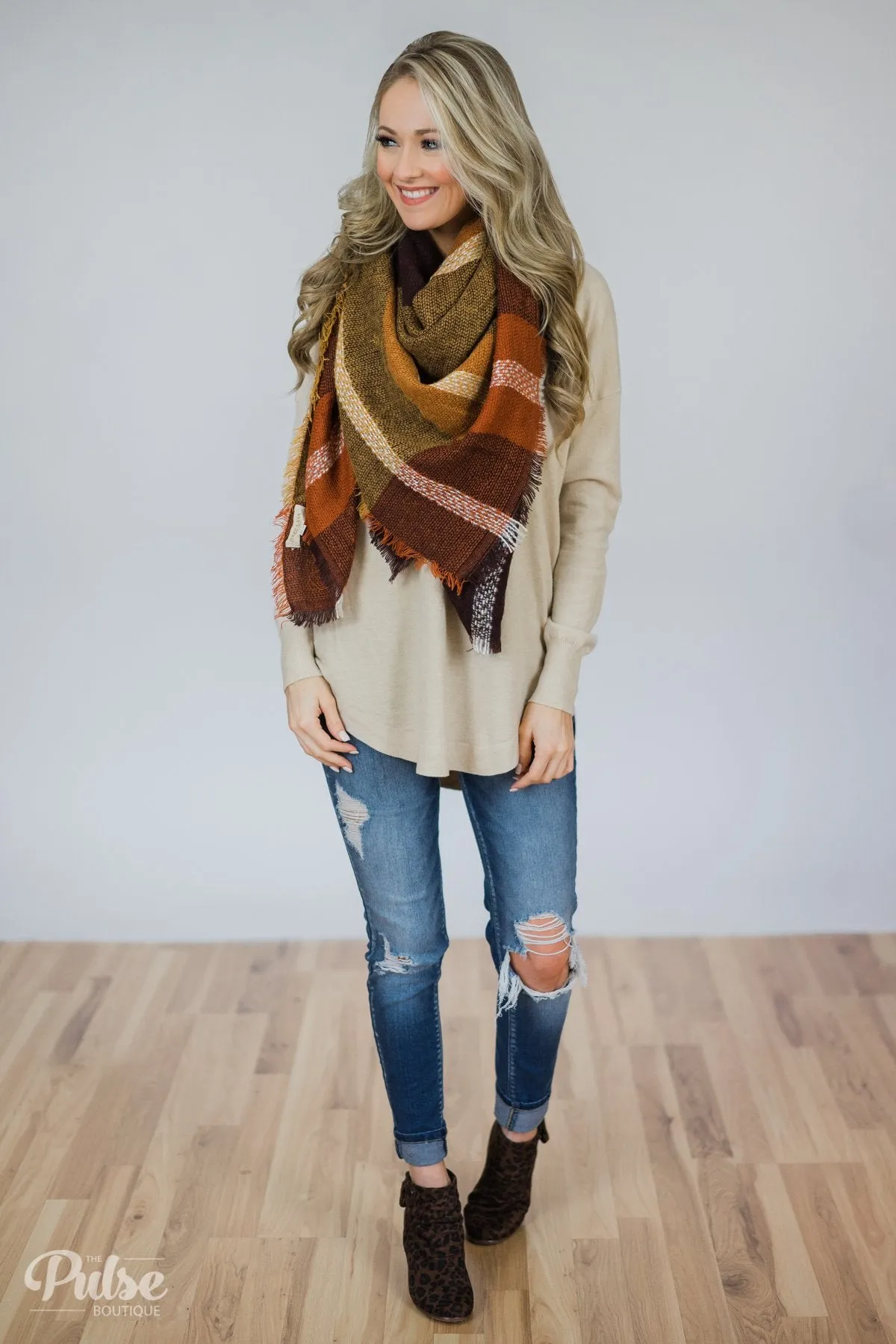 Soft Bliss Lace Down Back Sweater- Oatmeal