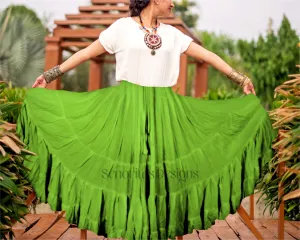 Solid color Skirt green 100% cotton WLS