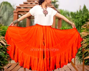 Solid color Skirt orange 100% cotton WLS