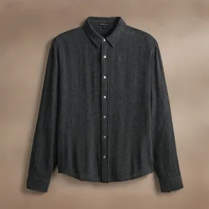 Solid Viscose Wool Shirting - Anthracite