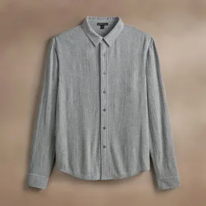 Solid Viscose Wool Shirting - Heather Grey