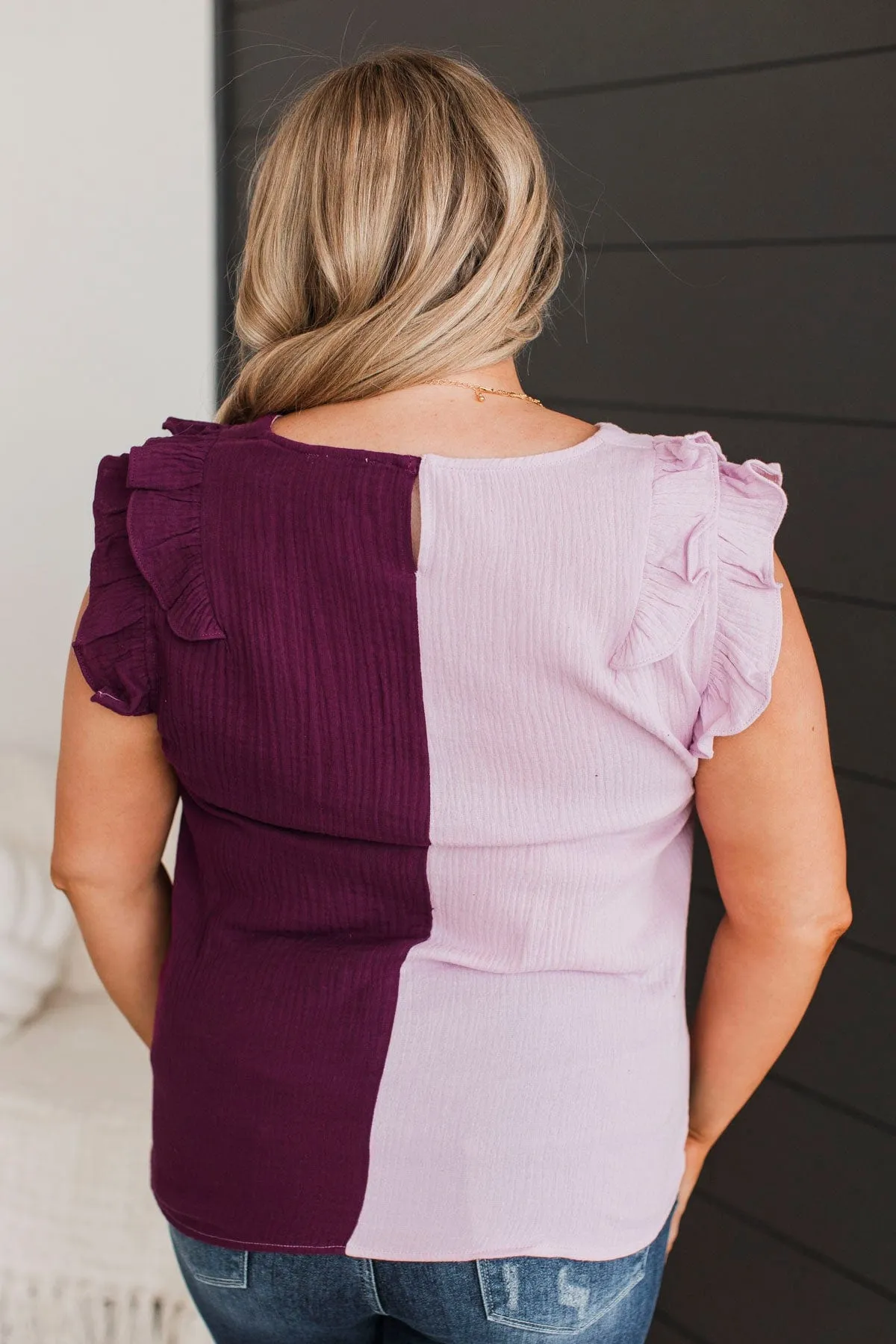 Start Of Forever Ruffle Top- Lilac & Plum