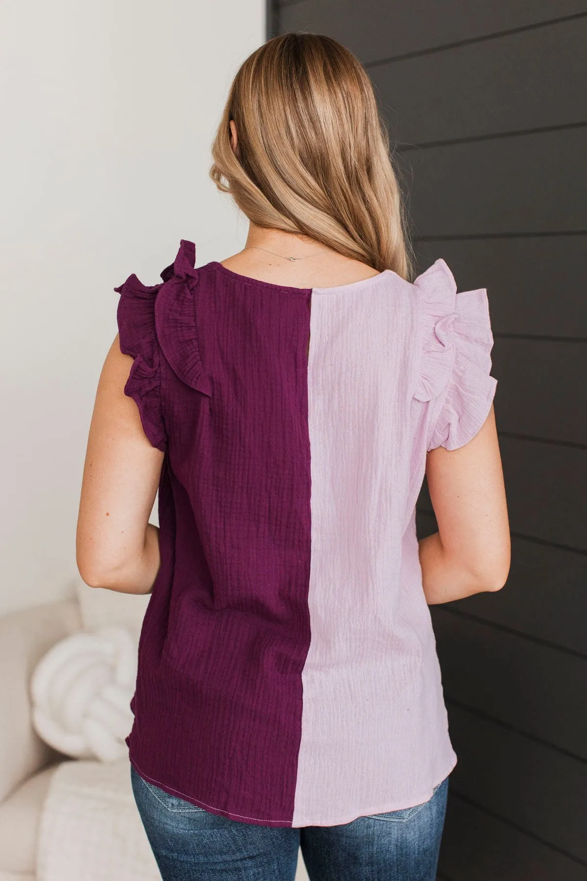 Start Of Forever Ruffle Top- Lilac & Plum