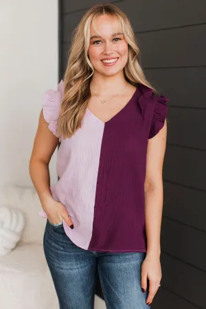 Start Of Forever Ruffle Top- Lilac & Plum