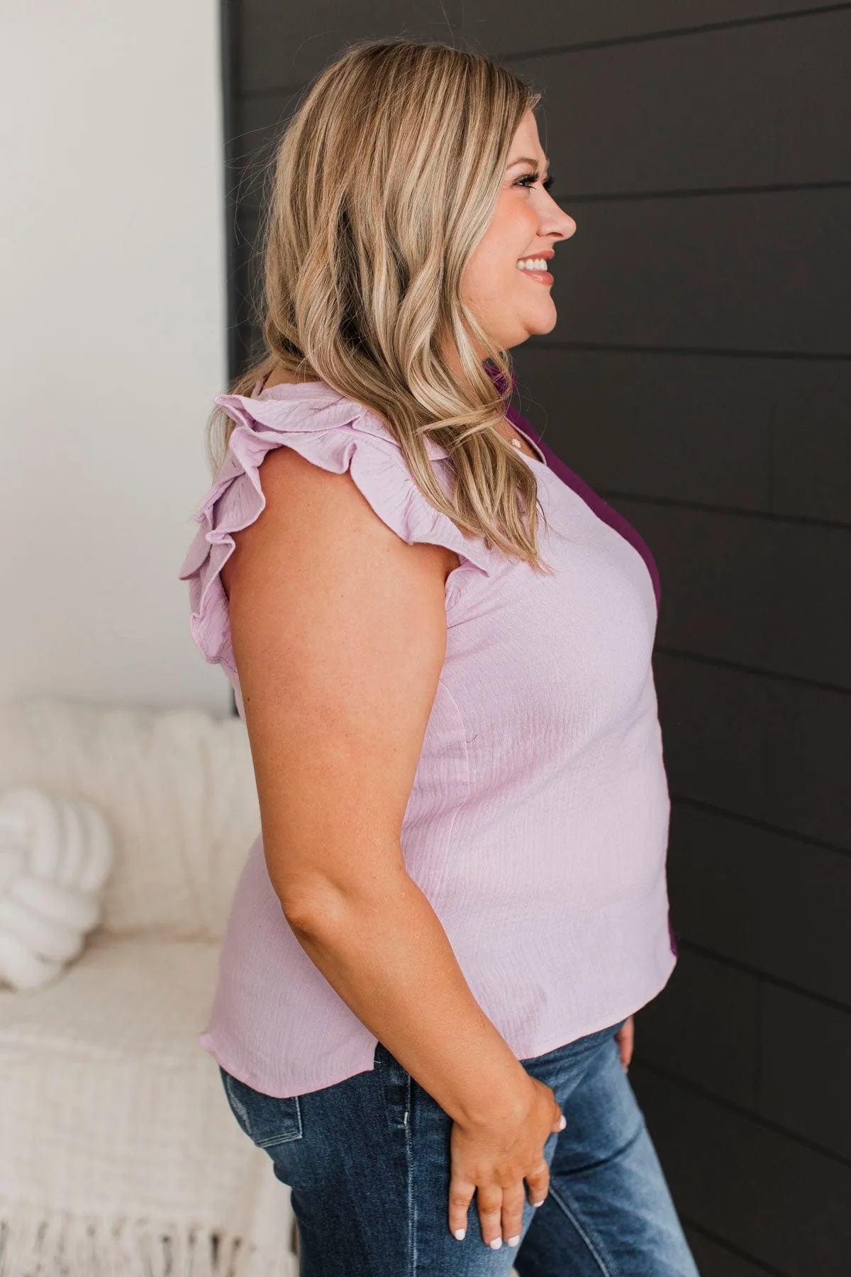Start Of Forever Ruffle Top- Lilac & Plum