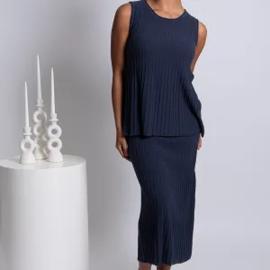 Step Rib Skirt - Blueberry