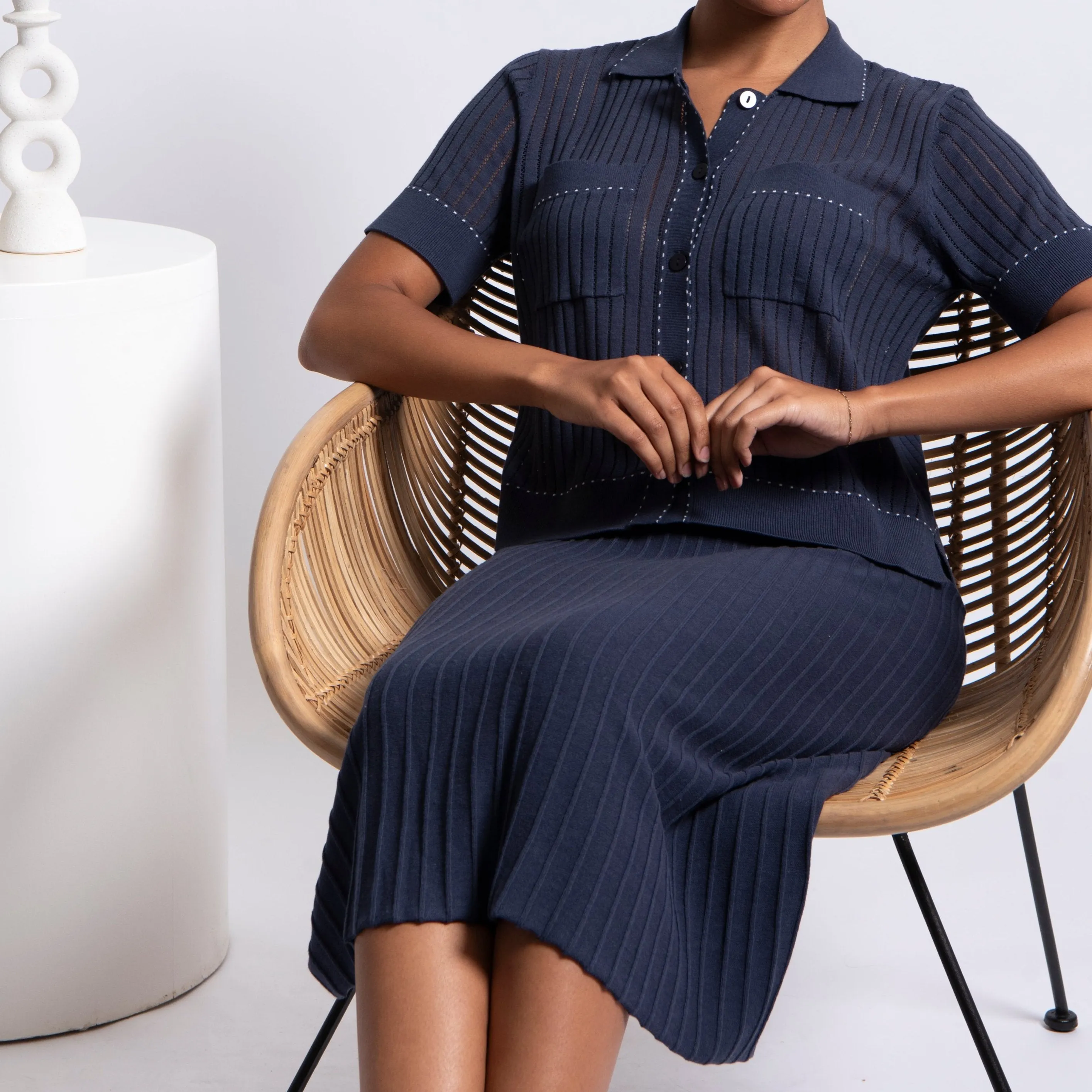 Step Rib Skirt - Blueberry