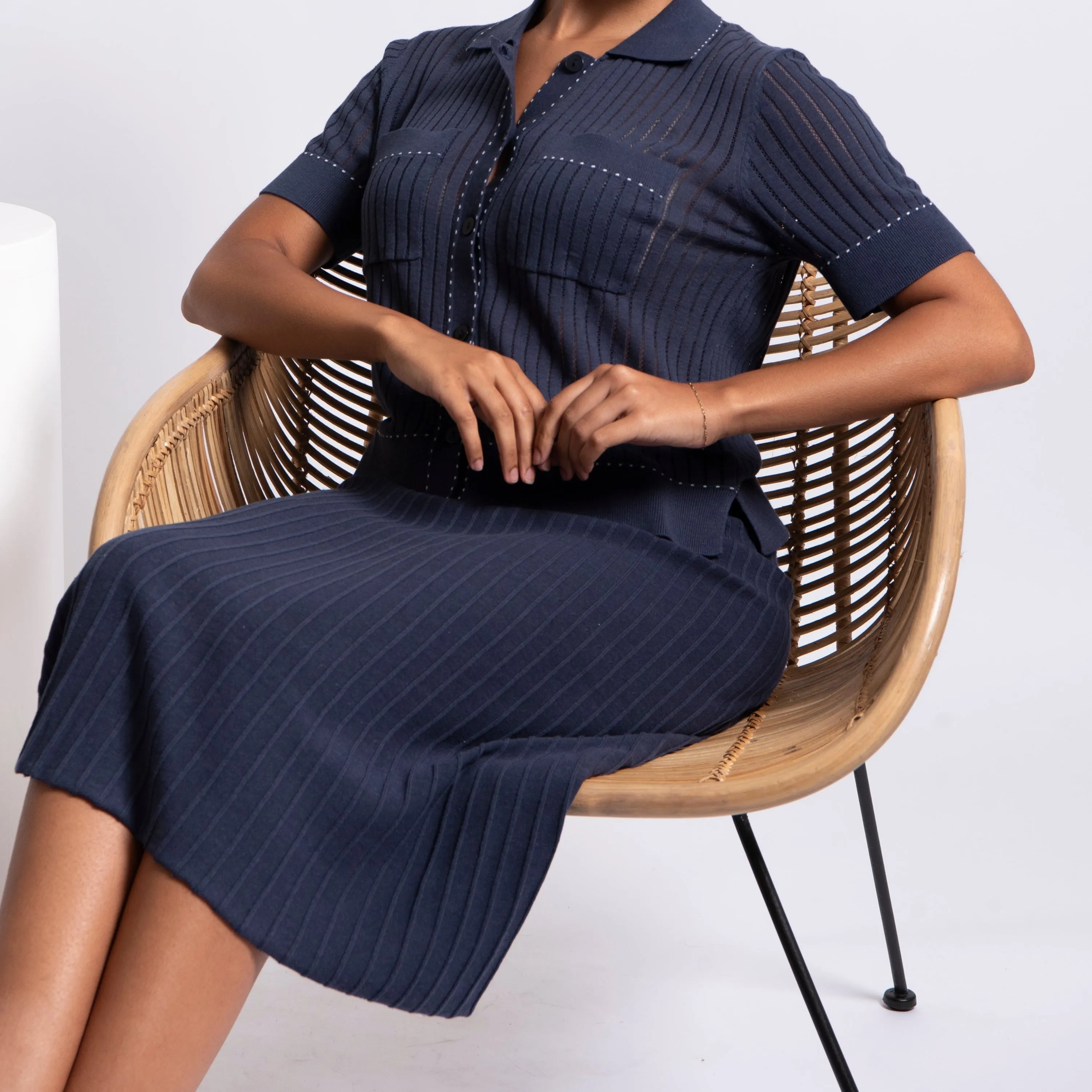Step Rib Skirt - Blueberry