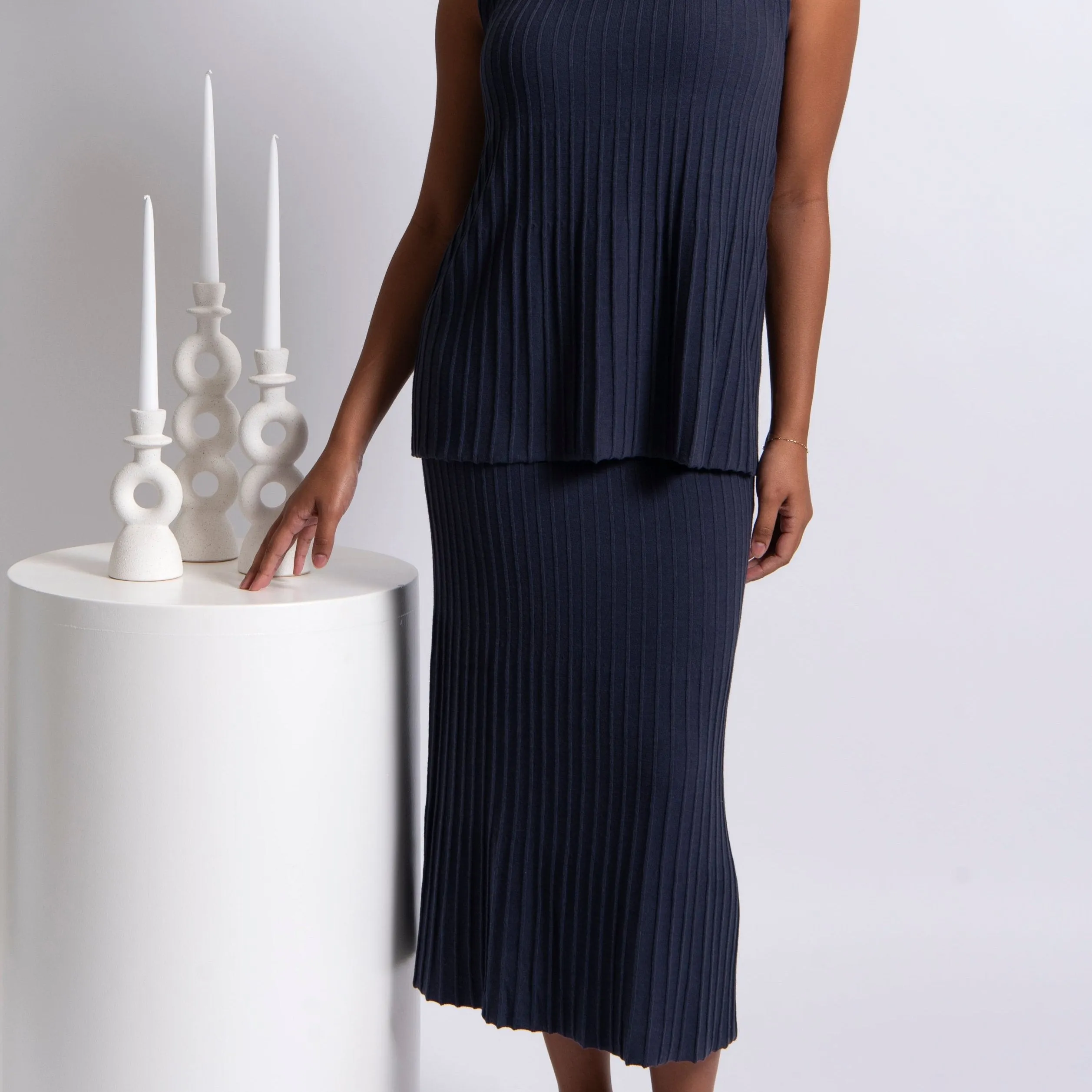 Step Rib Skirt - Blueberry