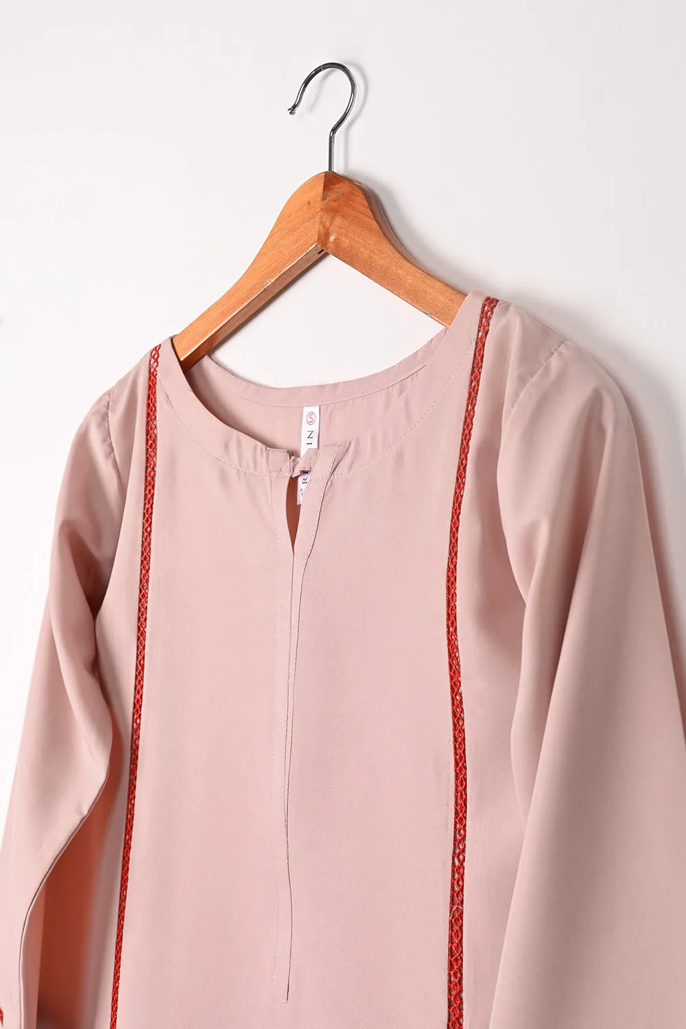 STP-298A-Peachy Pink - 2Pc Ready to Wear Malai Solid Dress