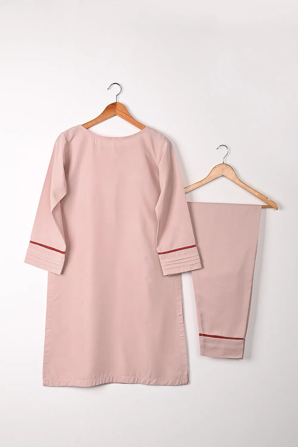 STP-298A-Peachy Pink - 2Pc Ready to Wear Malai Solid Dress
