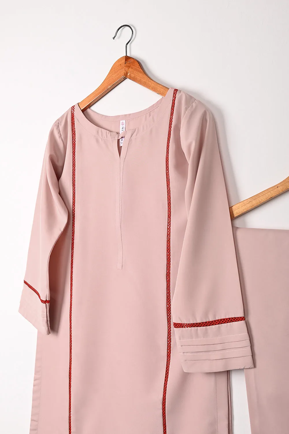 STP-298A-Peachy Pink - 2Pc Ready to Wear Malai Solid Dress