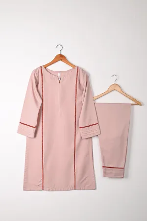 STP-298A-Peachy Pink - 2Pc Ready to Wear Malai Solid Dress