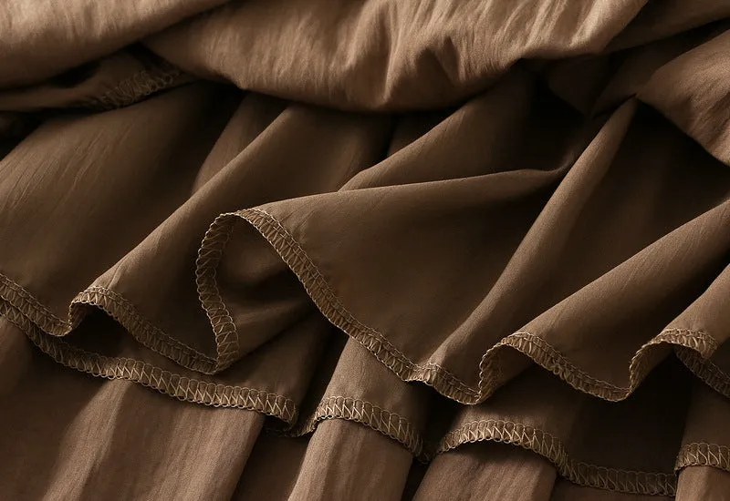 Summer Pleated Skirt High Waist Slimming Mid-length Skirt
