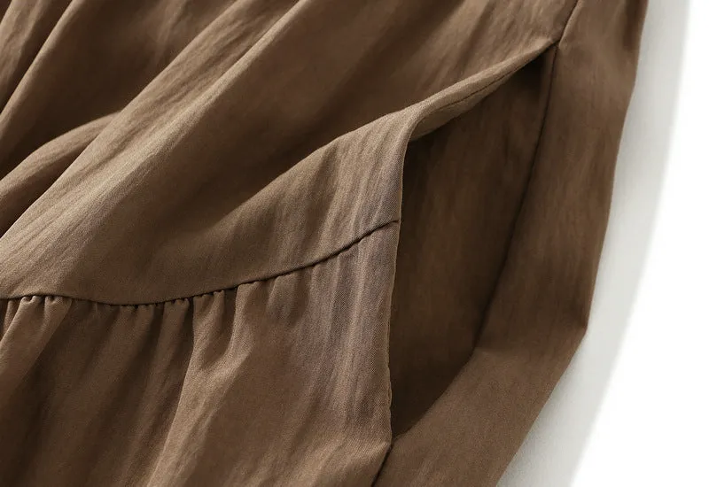 Summer Pleated Skirt High Waist Slimming Mid-length Skirt