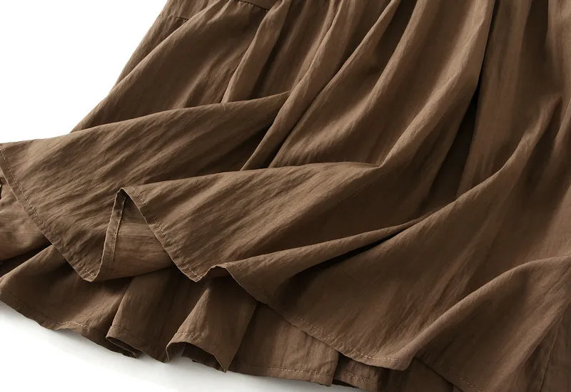 Summer Pleated Skirt High Waist Slimming Mid-length Skirt