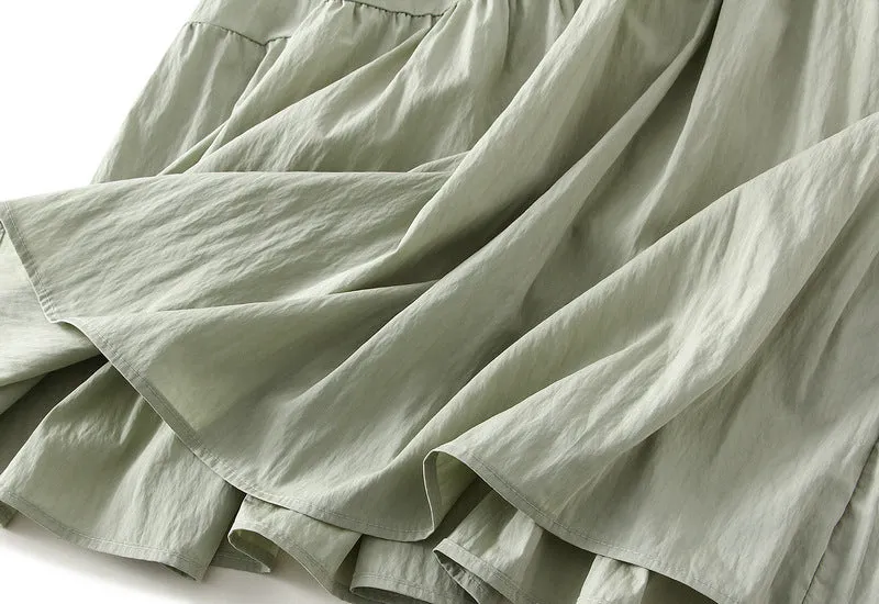 Summer Pleated Skirt High Waist Slimming Mid-length Skirt