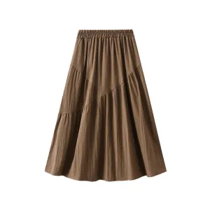 Summer Pleated Skirt High Waist Slimming Mid-length Skirt