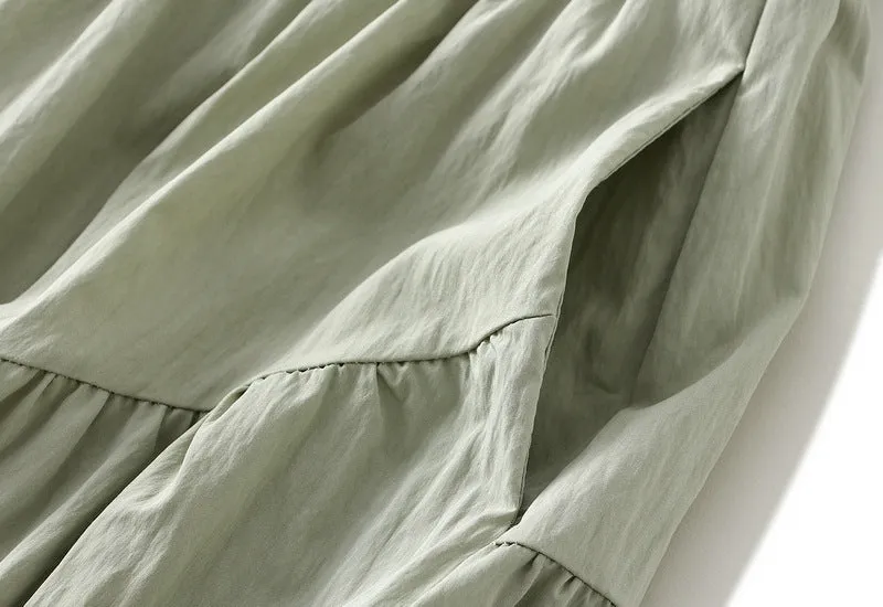 Summer Pleated Skirt High Waist Slimming Mid-length Skirt