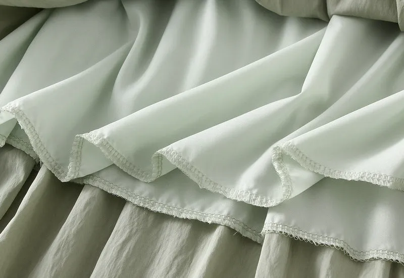 Summer Pleated Skirt High Waist Slimming Mid-length Skirt