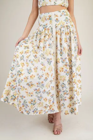 Sunflower Gauze Floral Printed Maxi Skirt