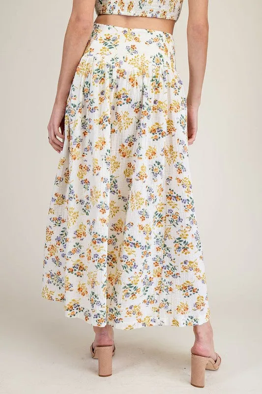Sunflower Gauze Floral Printed Maxi Skirt