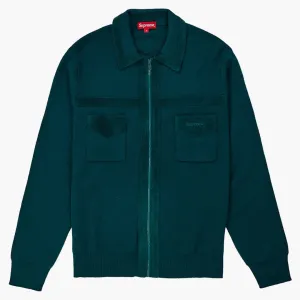 Supreme Corduroy Detailed Zip Sweater Teal