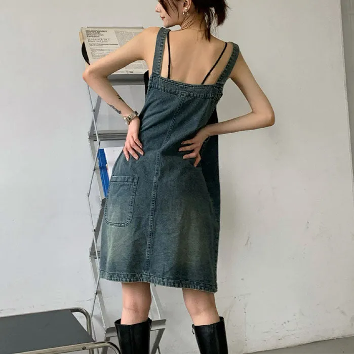 Suspender Denim Dress SD01538