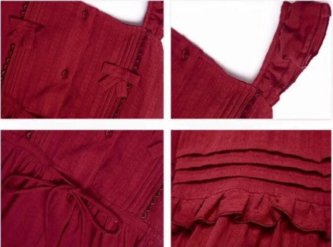 Sweet And Cute Style Red Suspender Dress